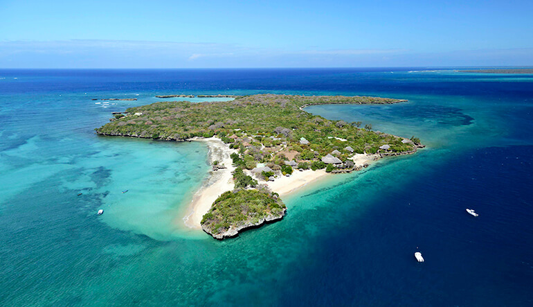 Aerial view of Azura Quilalea private island Mozambique