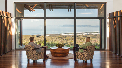Couple sitting in reception at Grootbos Private Nature Reserve 
