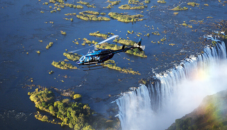 Helicopter flight over Victoria Falls Zimbabwe