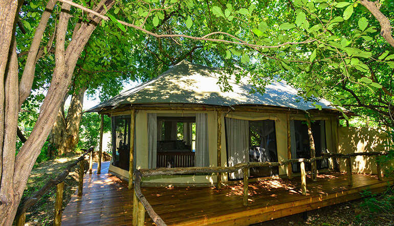 Exterior of tented suite at andBeyond Kanga Camp
