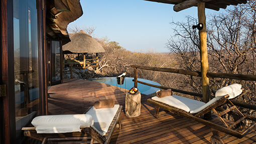 Deck and private pool at Little Ongava Lodge luxury villa