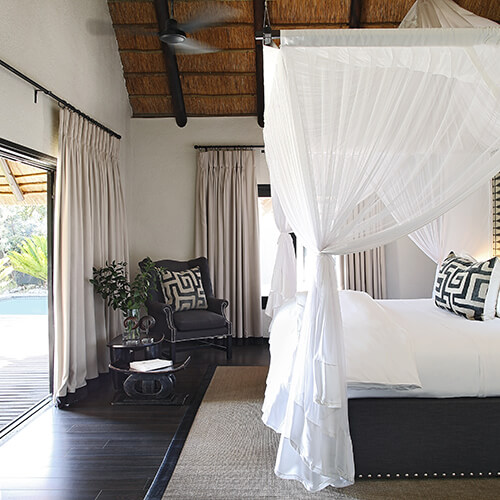 Bedroom of Londolozi private granite suites