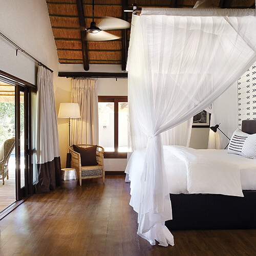 Bedroom of suite at Londolozi tree camp