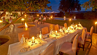 Candlelit dinner at Sanctuary Chichele Presidential Lodge