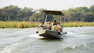 Water safari in Zambezi River