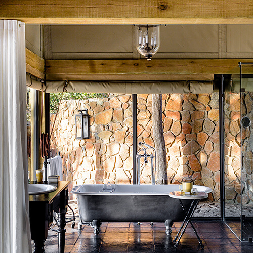 Bathroom of suite at Singita Game Reserve Ebony Lodge