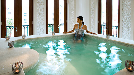 Woman relaxing at the spa at The Oyster Box