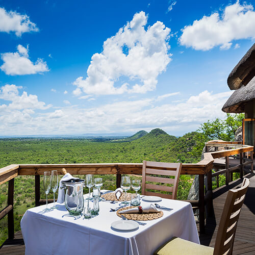 Dining on the deck at Ulusaba Cliff Lodge