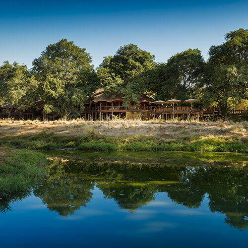 View of Ulusaba Safari Lodge from the river