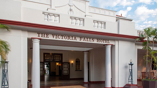 Main entrance of Victoria Falls Hotel 
