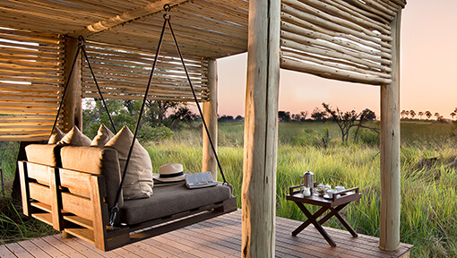 Outdoor section of luxury suite at andBeyond Nxabega