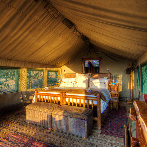 Luxury safari tent at Camp Xakanaxa