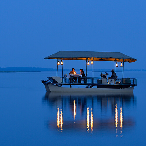Sunset boat cruise at Chiawa Camp Zambia