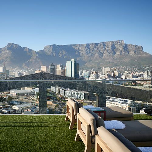 View of Table Mountain from the Sky Terrace of the Silo Hotel Cape Town