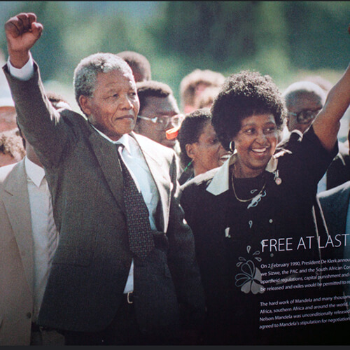 Nelson and Winnie Mandela on the day of his release from Victor Verster prison