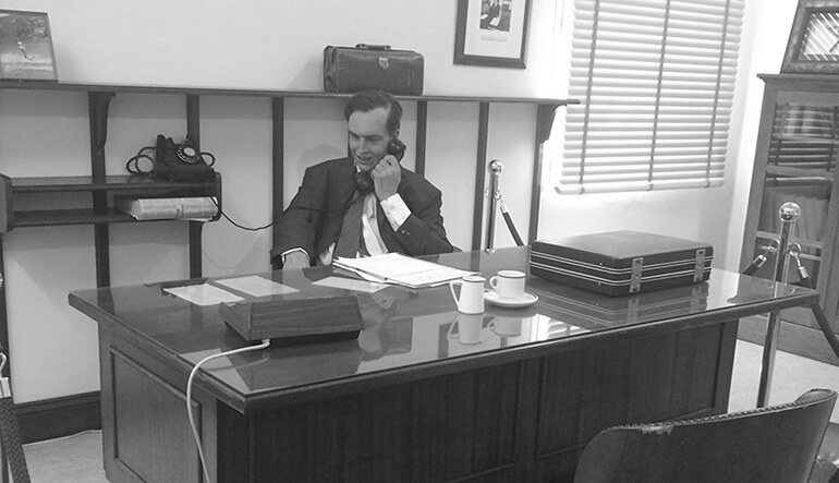 Christiaan Barnard at desk