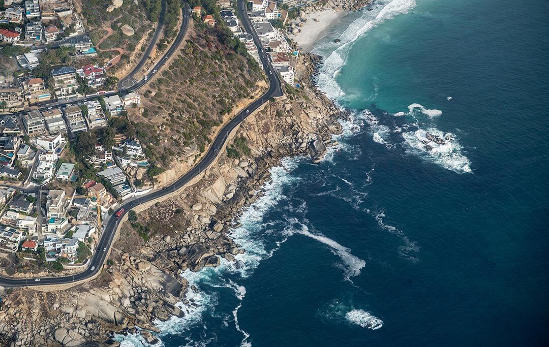 Aerial shot of Cape Town South Africa