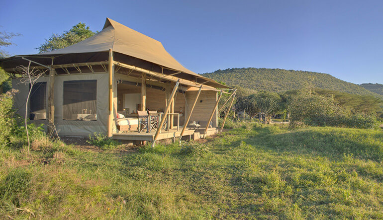 Exterior of suite of andBeyond Kichwa Tembo Tented Camp in Kenya