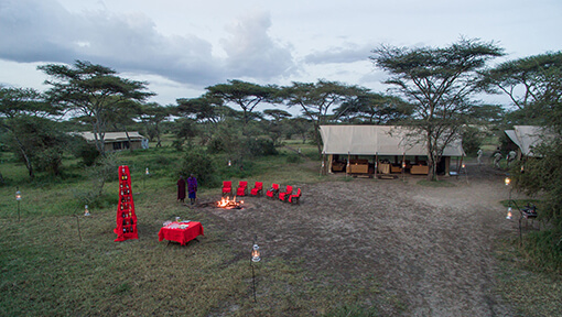 Fireside set up outside andBeyond Serengeti Under Canvas