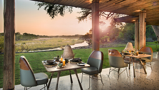 Dining area at andBeyond Tengile River Lodge