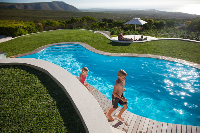 Children playing at the pool at Grootbos Private Nature Reserve